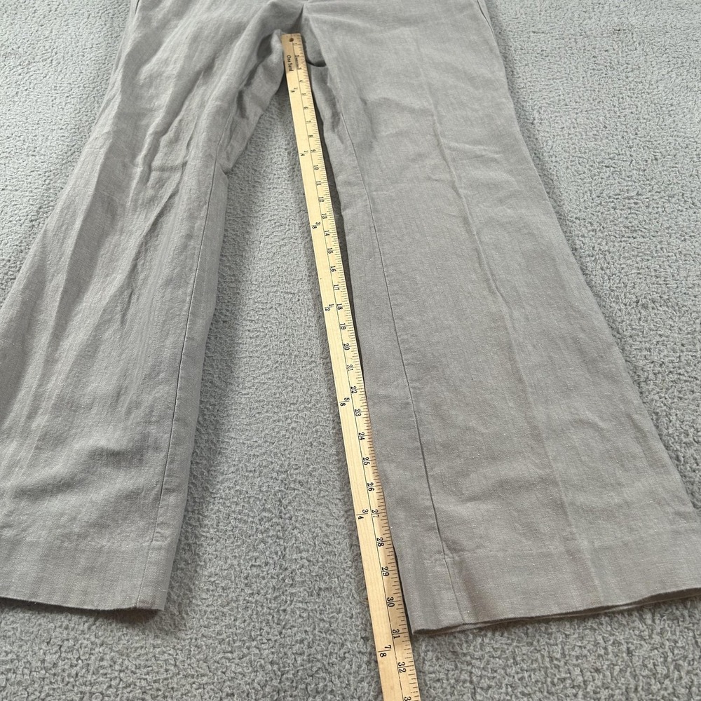 Gap Pants Womens 10 Gray Hip Slung Fit Linen Cotton Herringbone Straight Leg - Picture 11 of 16